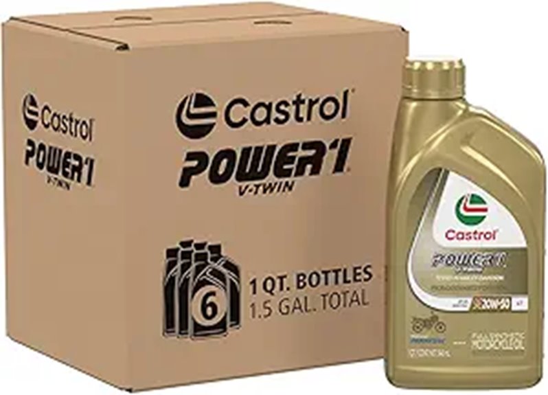 Castrol Power1 V-Twin 20W-50 Motorcycle Oil (6 Quart Pack)
