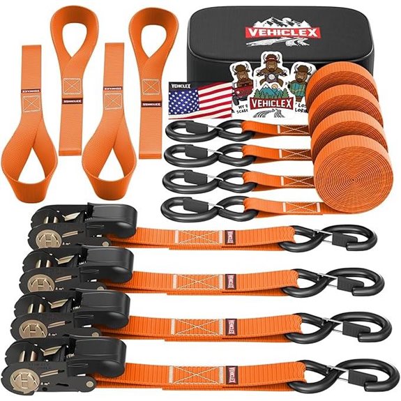 Ratchet Tie-Down Straps Set for Vehicles and Cargo