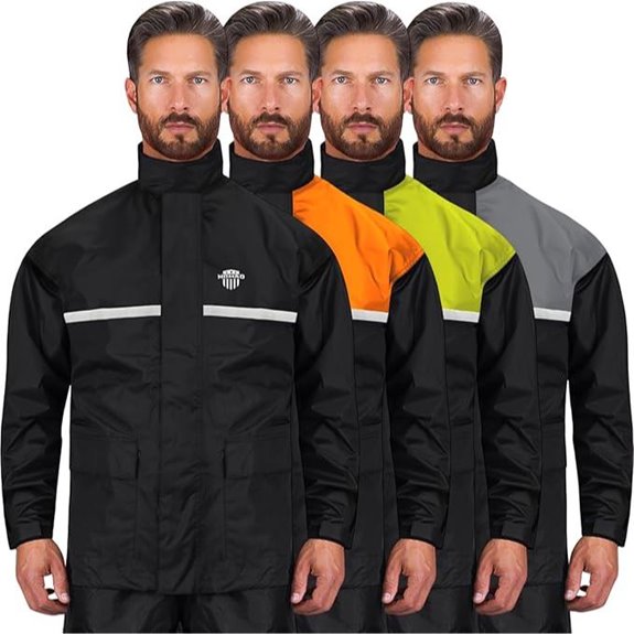 Waterproof Motorcycle Rain Suit with Reflective Gear