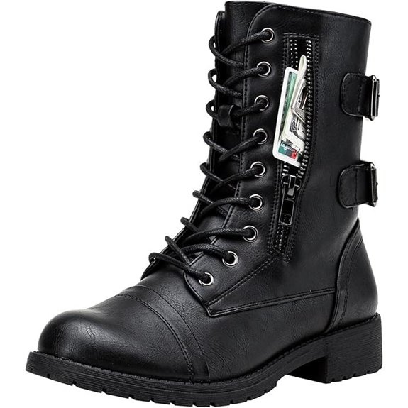 Vepose Women's Combat Boots with Wallet Pocket