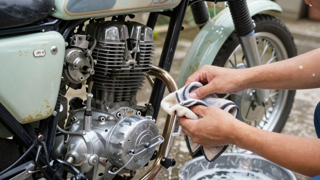gentle vintage motorcycle cleaning