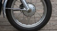 inspecting vintage motorcycle wheels