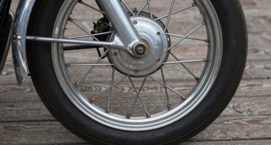 inspecting vintage motorcycle wheels