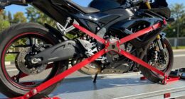 secure motorcycle with straps