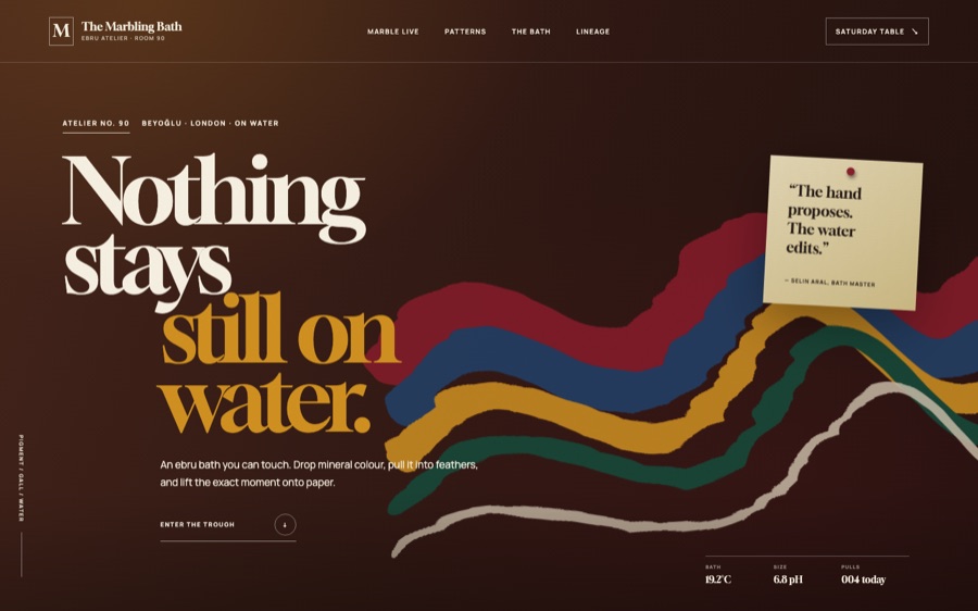 The Marbling Bath — Ebru Atelier & Live Print Trough (FABLE/175)