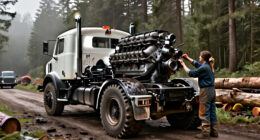 Legendary Twin-Engine Logging Truck Had A 14.6L Diesel V8 Powering The Trailer Too