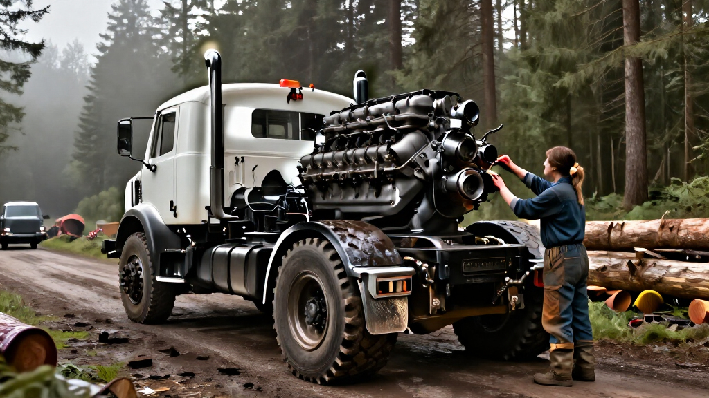 Legendary Twin-Engine Logging Truck Had A 14.6L Diesel V8 Powering The Trailer Too